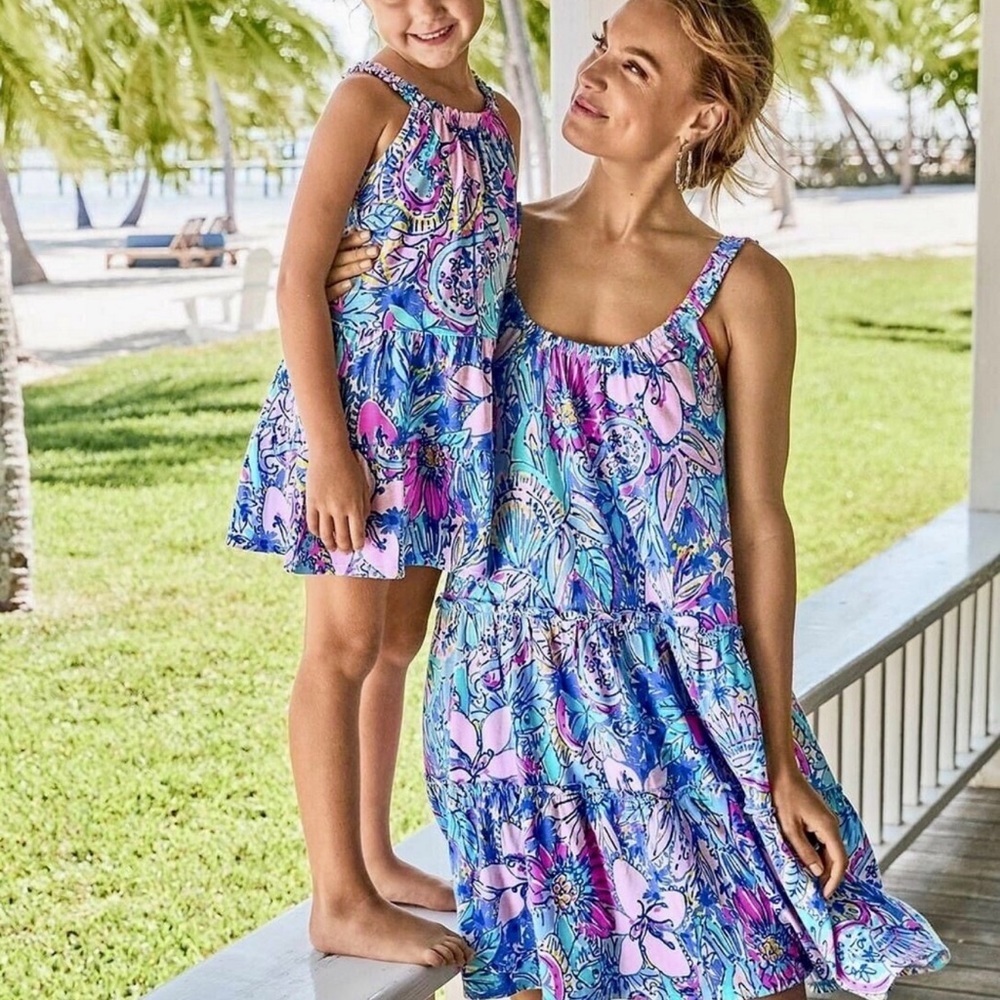 Lilly Pulitzer Blue and Pink Floral Tiered Sundress - Picture 10 of 10